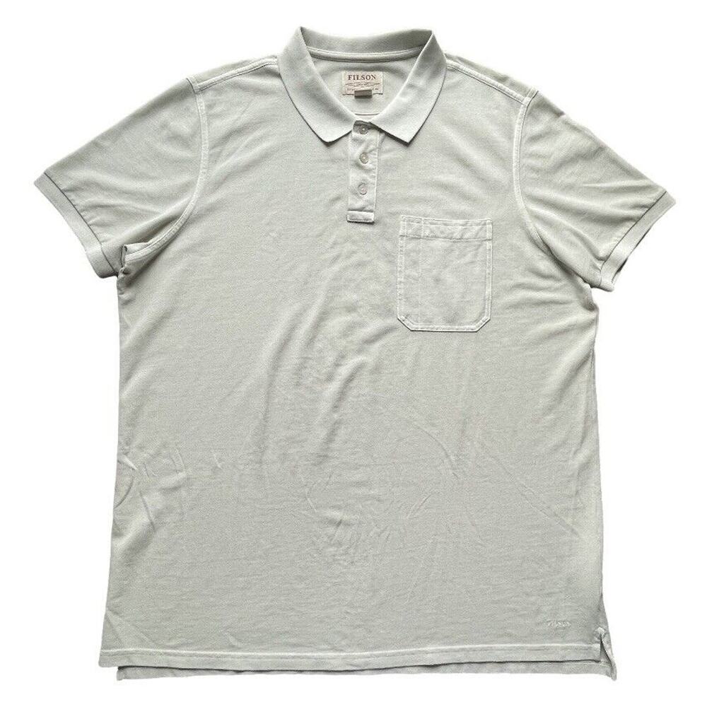 Filson Polo Shirt Mens Size XL Light Gray Knit CC Cotton Peru Made